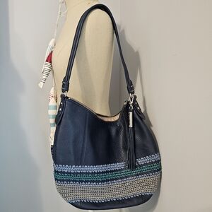 The Sak Handmade In Bali Leather & Woven Shoulder Bad